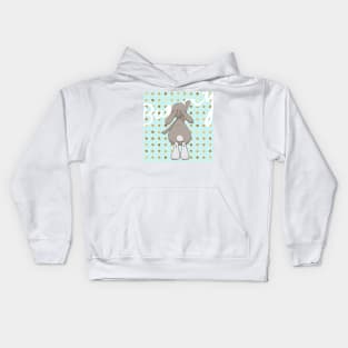 Little bunny on cute pattern Kids Hoodie